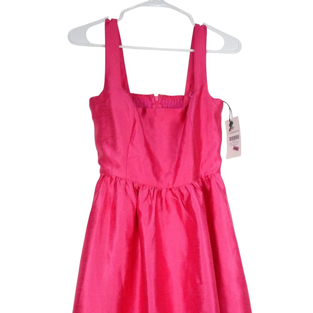 Tuckernuck Hot Pink Satin Square-Neck Midi Dress - Picture 2 of 11